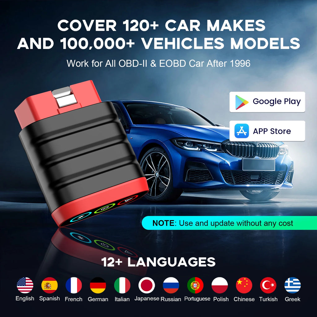 THINKCAR THINKDIAG Mini Car Diagnostic Tool OBD2 Bluetooth Scanner Tools All Cars Full System Diagnose Lifetime Free Code Reader