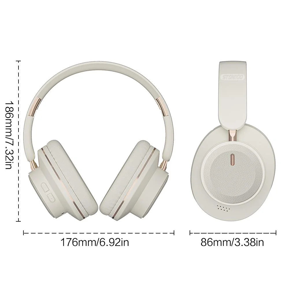 Bluetooth Headphones Over Ear Wireless Headset BT5.3 Foldable Portable Hi-Res Audio Fashion Aesthetic Deep Bass Stereo 24H Battery Fast Charge Dual Mode With Mic Noise Isolation For Students Content Creators Remote Work Trave