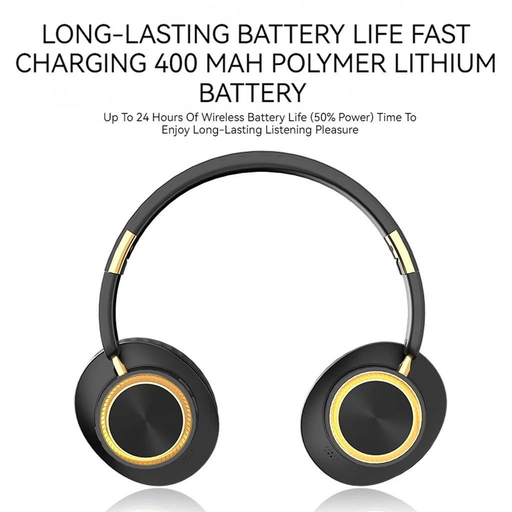 Wireless Bluetooth Over Ear Headphones Foldable Stereo with 40mm Driver for HiFi Sound Quality and Heavy Bass Built in Microphone Ideal for Gaming PC and Phone Long Battery Life Stable Wireless Connection