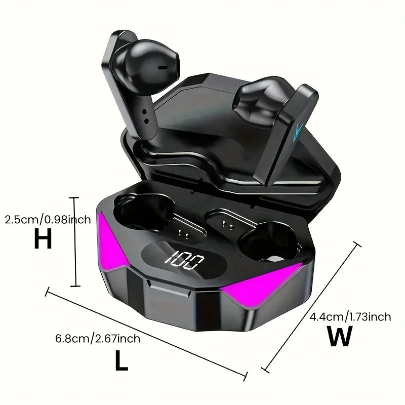 Bluetooth TWS Gaming Earphones Low Latency Wireless In-Ear Headphones With Built-in Mic LED Indicator Lights