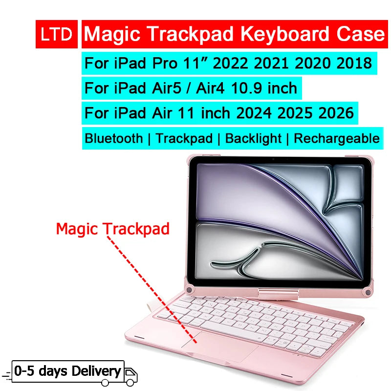 Bluetooth Magic Keyboard Case For iPad Air 11 inch 2026 M4 2025 M3 2024 M2 Pro 11 2022 2021 2020 2018 Air 5 4 10.9 Tablet Case