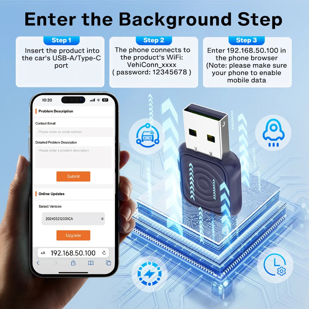 CarlinKit 5.0 Mini Ultra Wireless Adapter Wireless CarPlay Android Auto For OEM Car Plug and Play WiFi Bluetooth Auto Connection