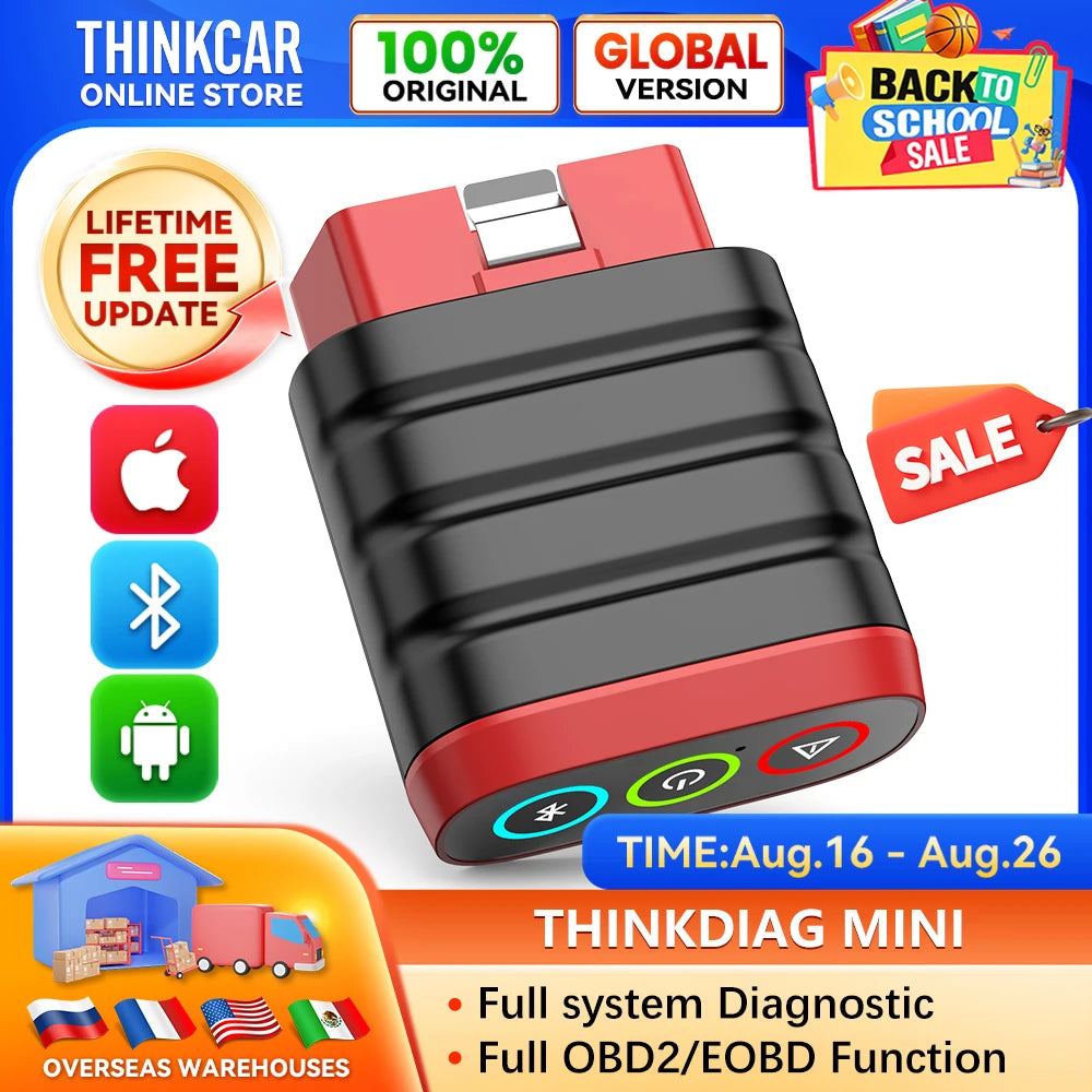 THINKCAR THINKDIAG Mini Car Diagnostic Tool OBD2 Bluetooth Scanner Tools All Cars Full System Diagnose Lifetime Free Code Reader
