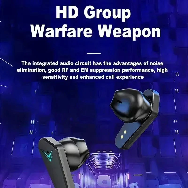 Bluetooth TWS Gaming Earphones Low Latency Wireless In-Ear Headphones With Built-in Mic LED Indicator Lights
